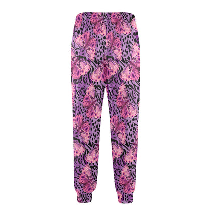 Purple Butterfly Leopard Men's Casual Track Pants