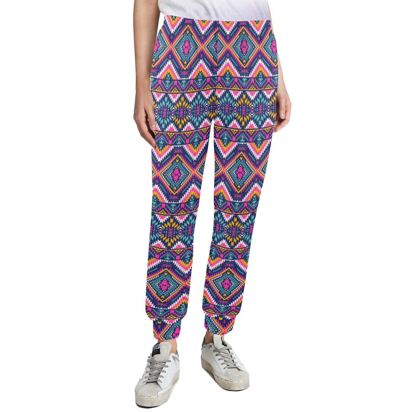Indian Navajo Pink Themed Design Print Women's Casual Track Pants