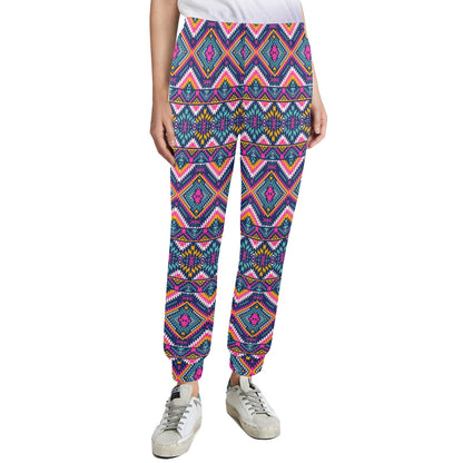 Indian Navajo Pink Themed Design Print Women's Casual Track Pants