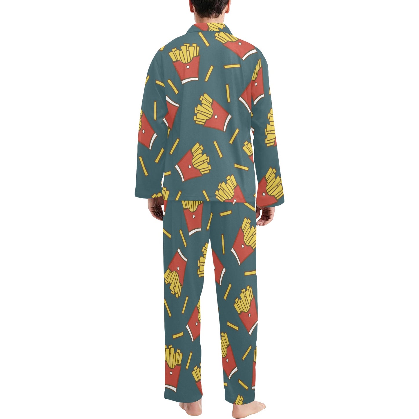 French Fried Pattern Print Design 04 Men's Long Pajama Set