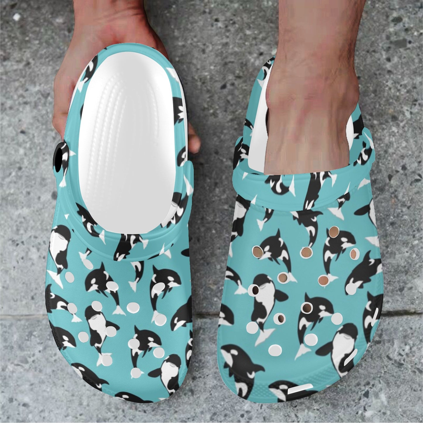 Whale Action Design Themed Print Unisex Clogs Shoes