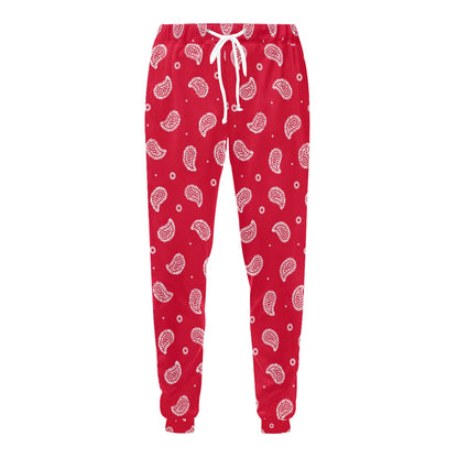 Bandana Red Paisley Print Design LKS305 Men's Sweatpants