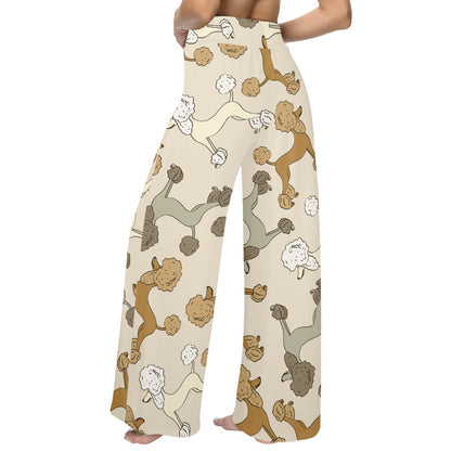 Poodle Pattern Print Design A01 Women's Wide Leg Lounge Pants