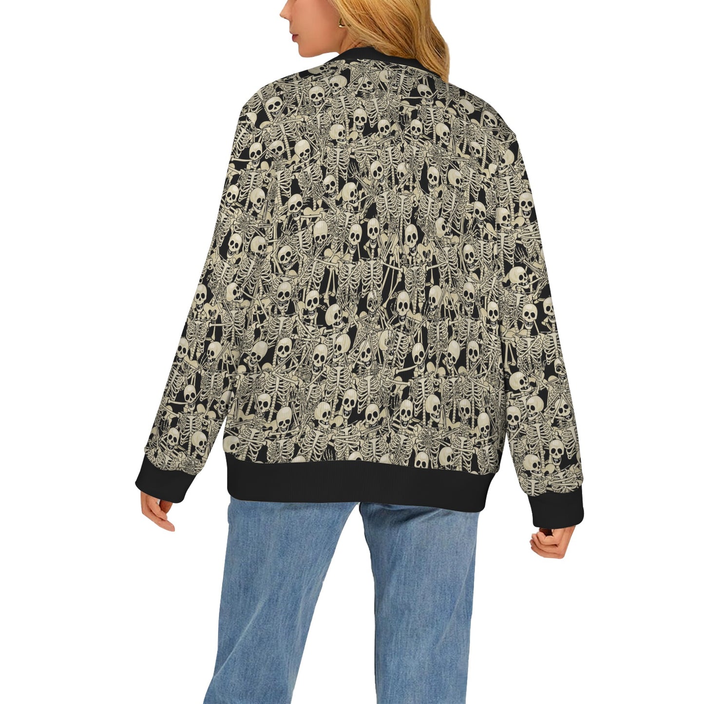Skeleton Design Print Women's Cardigan