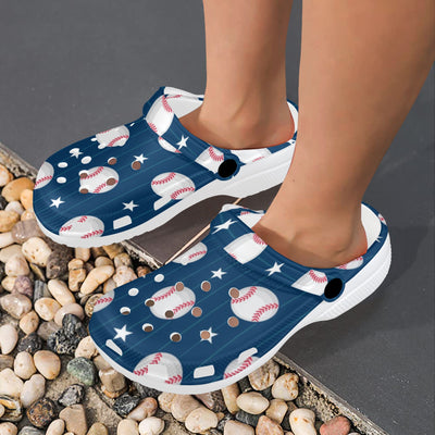 Baseball Star Print Pattern Unisex Clogs Shoes