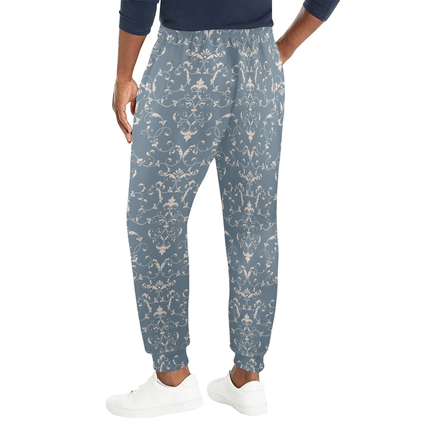 Damask Elegant Teal Print Pattern Men's Casual Track Pants