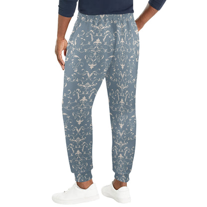 Damask Elegant Teal Print Pattern Men's Casual Track Pants