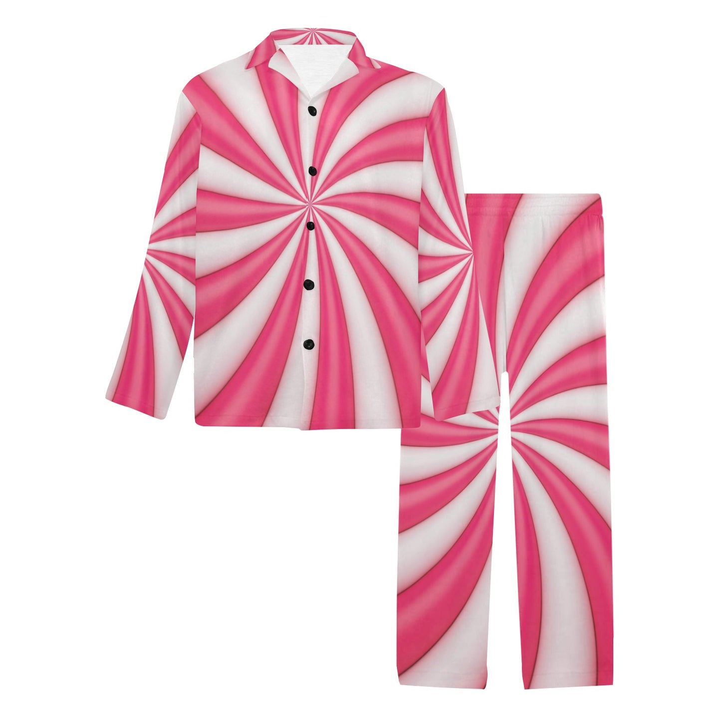 Vortex Twist Swirl Candy Print Men's Long Pajama Set