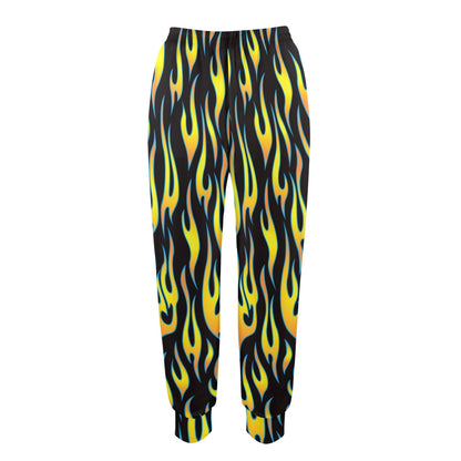 Flame Fire Yellow Pattern Women's Casual Track Pants