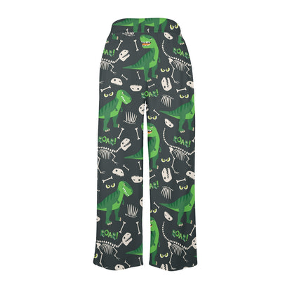 T Rex Pattern Print Design A05 Women's Wide Leg Lounge Pants