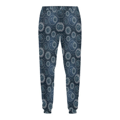 Sun Moon Tattoo Design Themed Print Men's Sweatpants