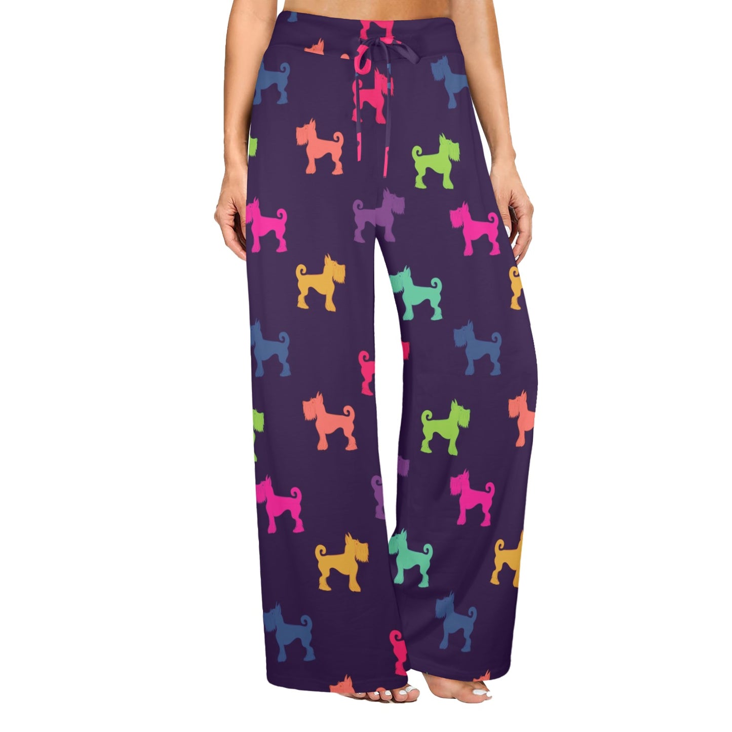 Schnauzers Pattern Print Design A05 Women's Wide Leg Lounge Pants