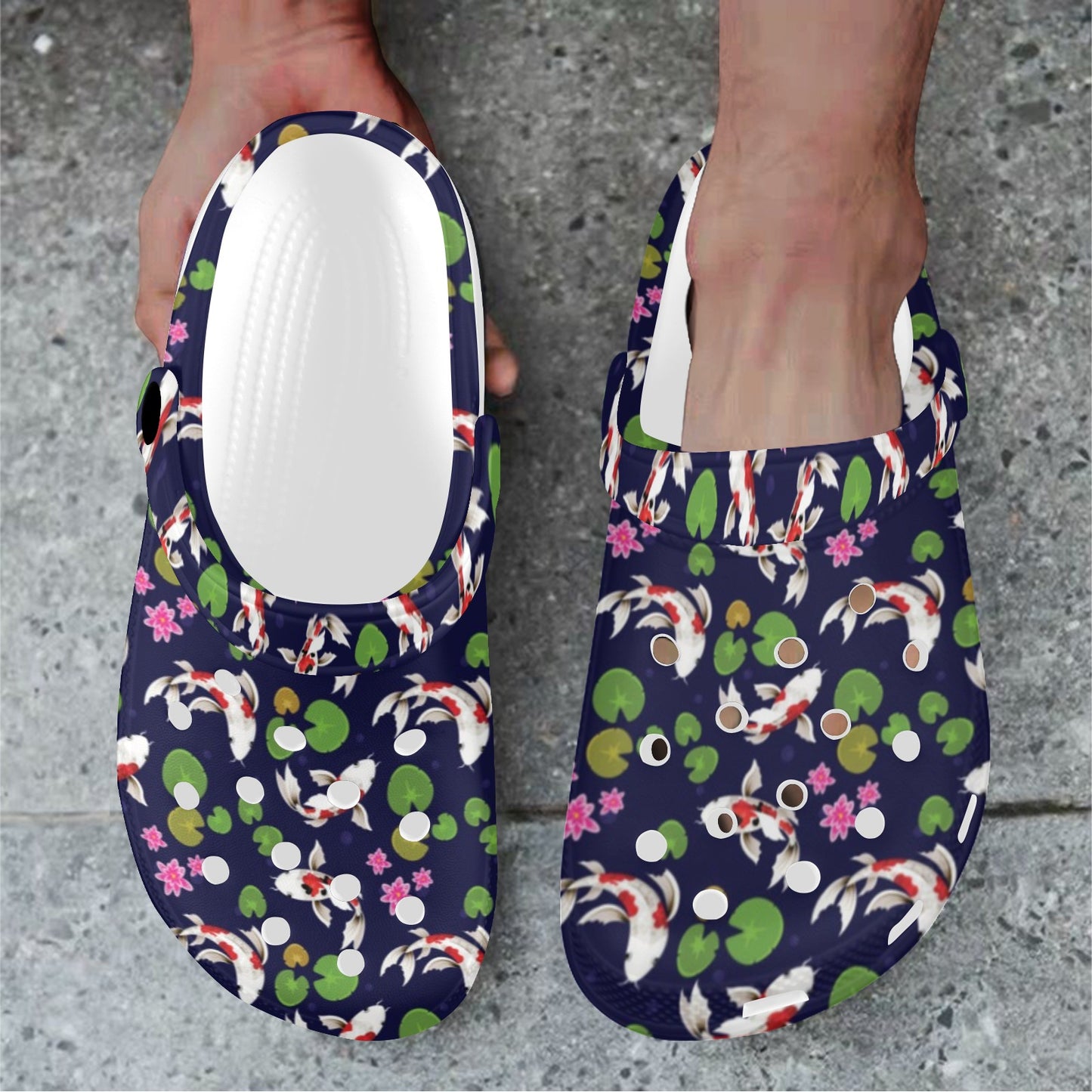 Koi Carp Pattern Design Themed Print Unisex Clogs Shoes