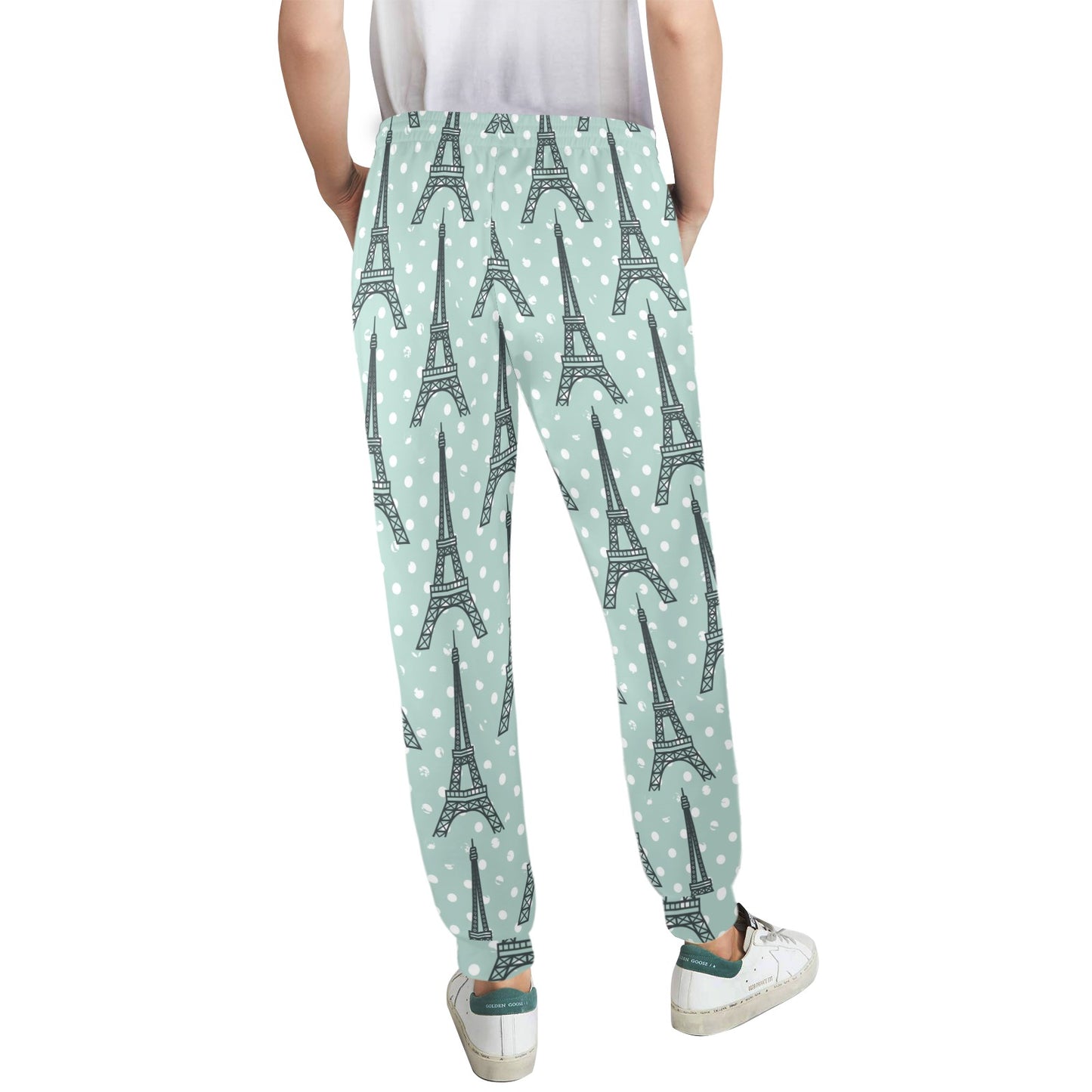 Eiffel Tower Polka Dot Print Women's Casual Track Pants