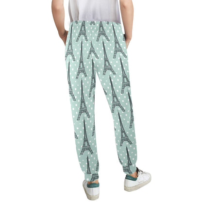 Eiffel Tower Polka Dot Print Women's Casual Track Pants