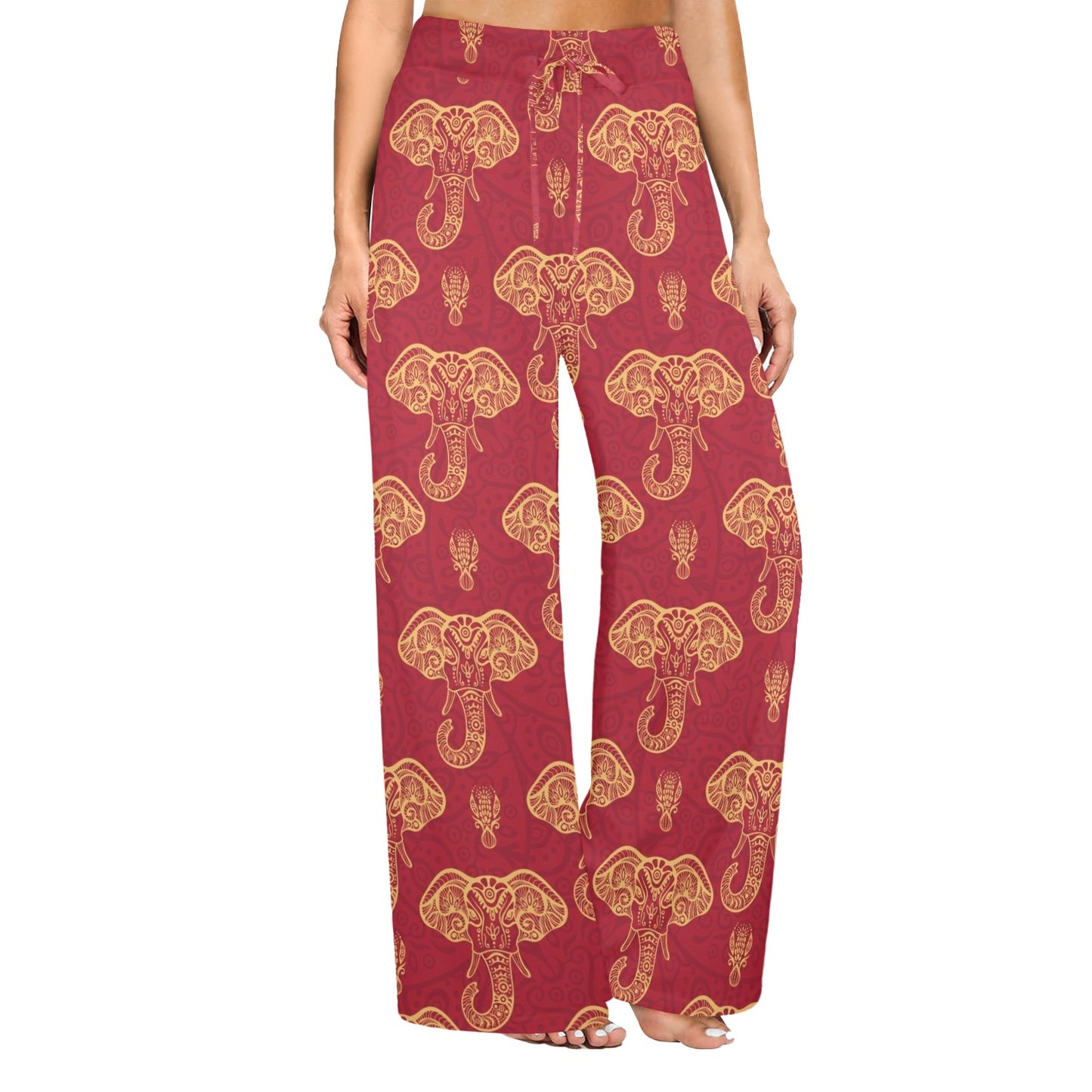 elephant boho style Design Print Pattern JJ0190 Women's Wide Leg Lounge Pants
