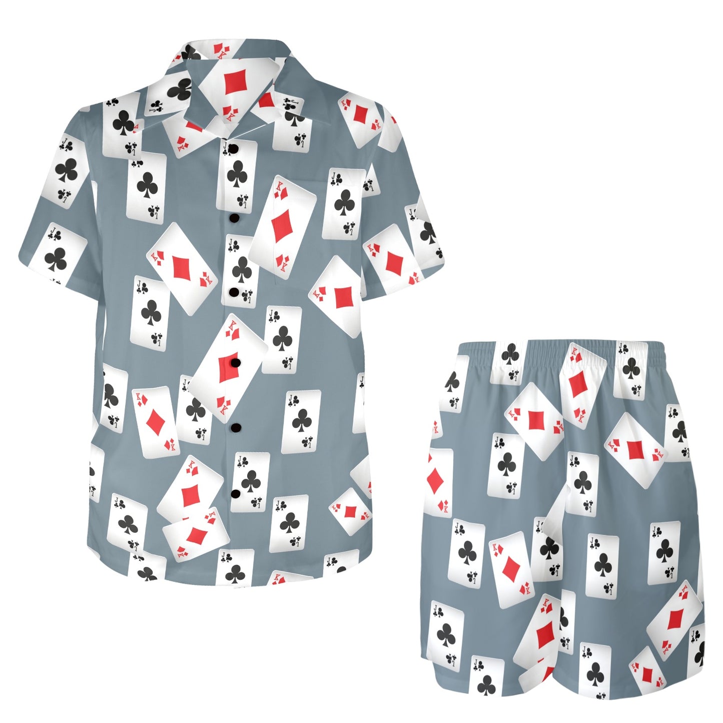 Poker Cards Pattern Print Design A05 Men's Beach Shirt and Shorts Set