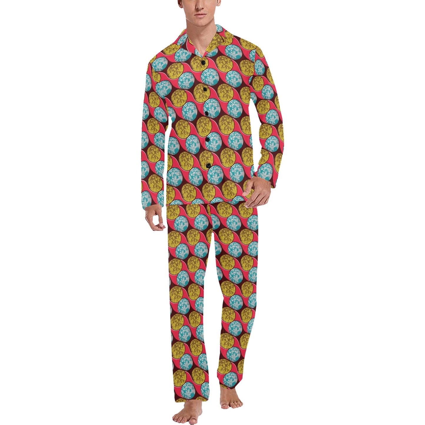African Fashion Print Pattern Men's Long Pajama Set