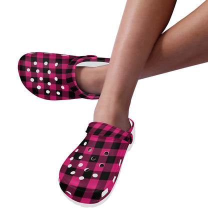 Pink Tartan Plaid Pattern Unisex Clogs Shoes