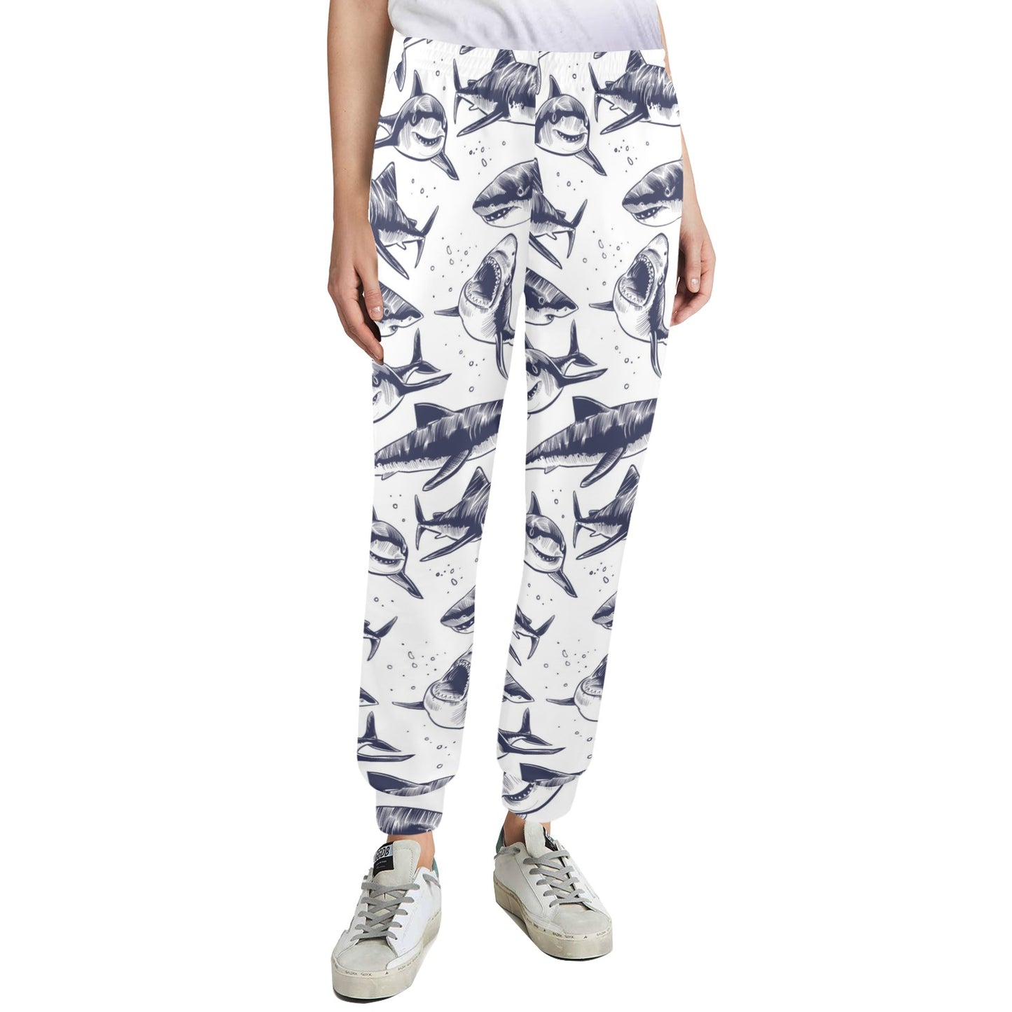 Great White Shark Pattern Print Design 02 Women's Casual Track Pants