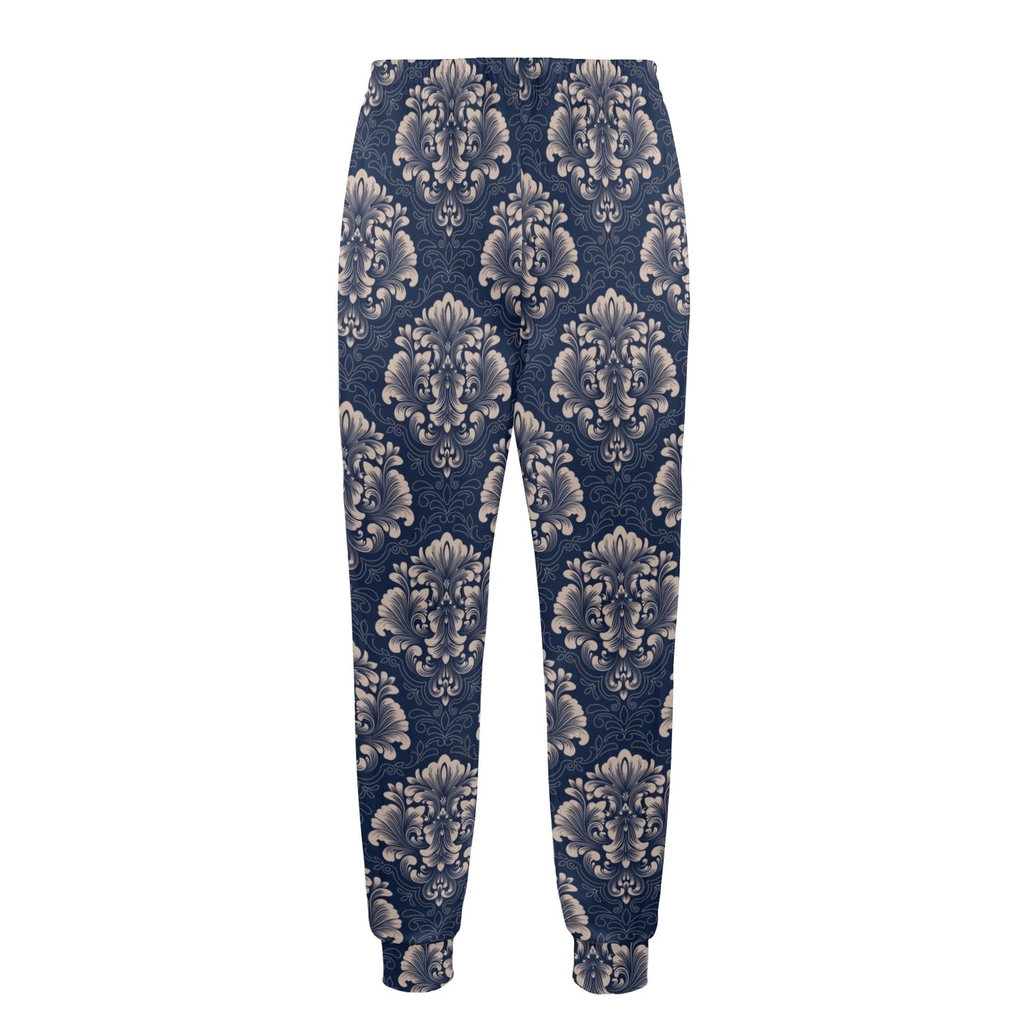 Damask Blue Luxury Print Pattern Men's Casual Track Pants