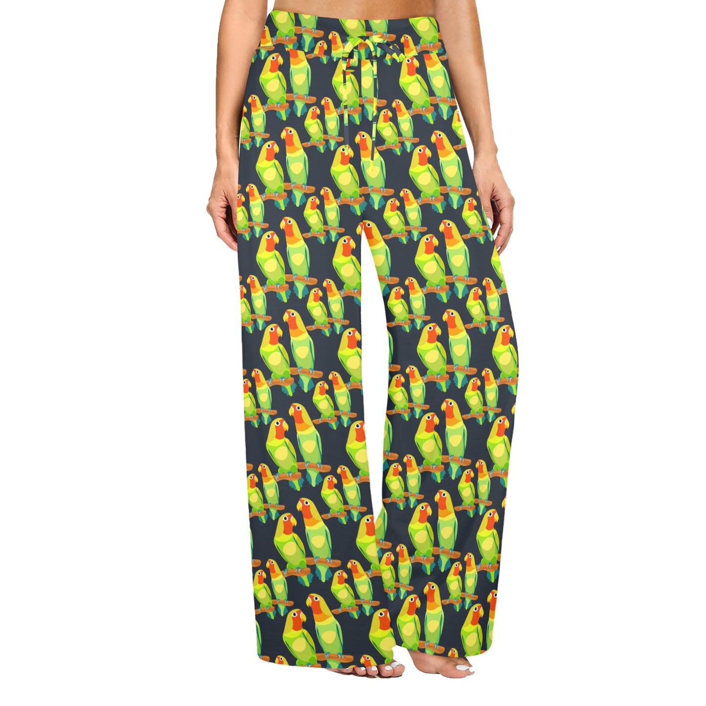 Lovebird Pattern Print Design 01 Women's Wide Leg Lounge Pants
