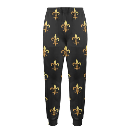 Fleur De Lis Gold Pattern Print Design 03 Men's Casual Track Pants