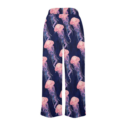 Jellyfish Pattern Print Design 03 Women's Wide Leg Lounge Pants