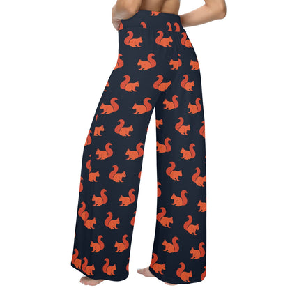 Squirrel Print Design LKS306 Women's Wide Leg Lounge Pants