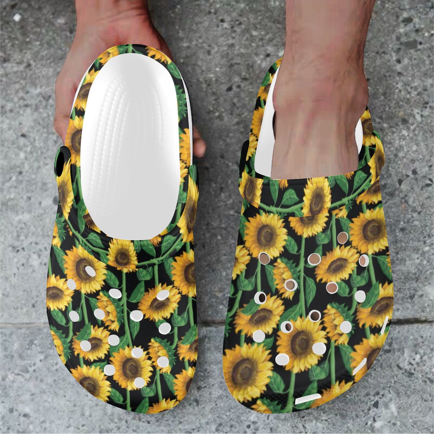 Sunflower Realistic Print Pattern Unisex Clogs Shoes