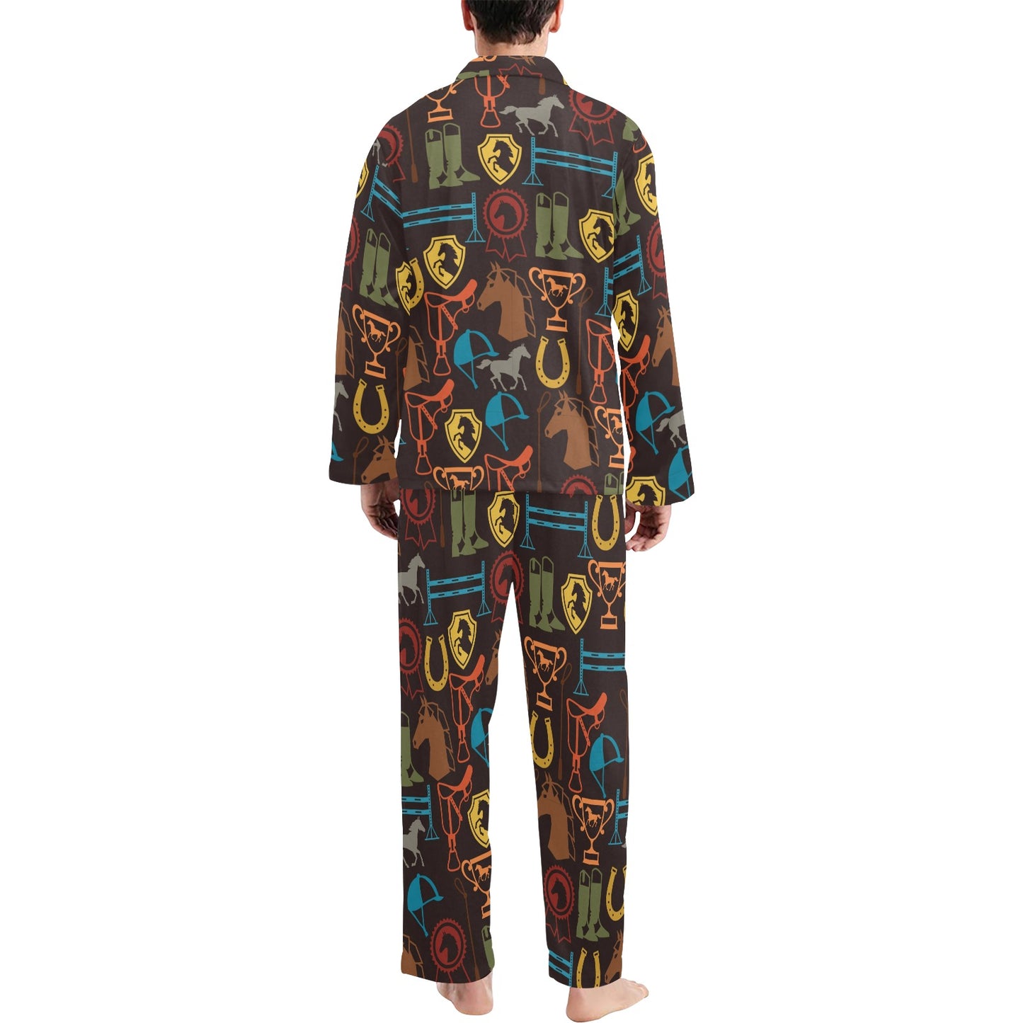 Equestrian Equipment Horse Colorful Men's Long Pajama Set
