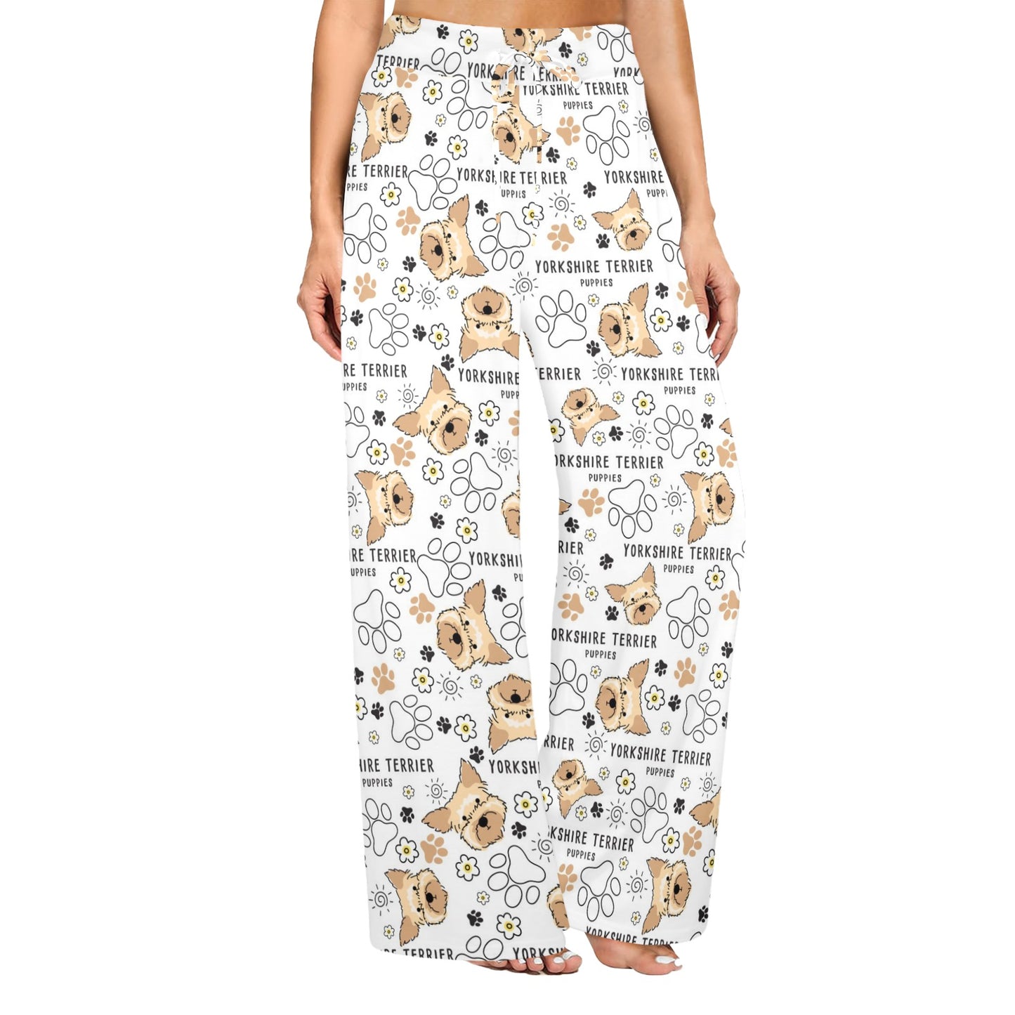 Yorkshire Terriers Print Design LKS308 Women's Wide Leg Lounge Pants