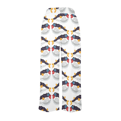 Fugu Pattern Print Design 03 Women's Wide Leg Lounge Pants