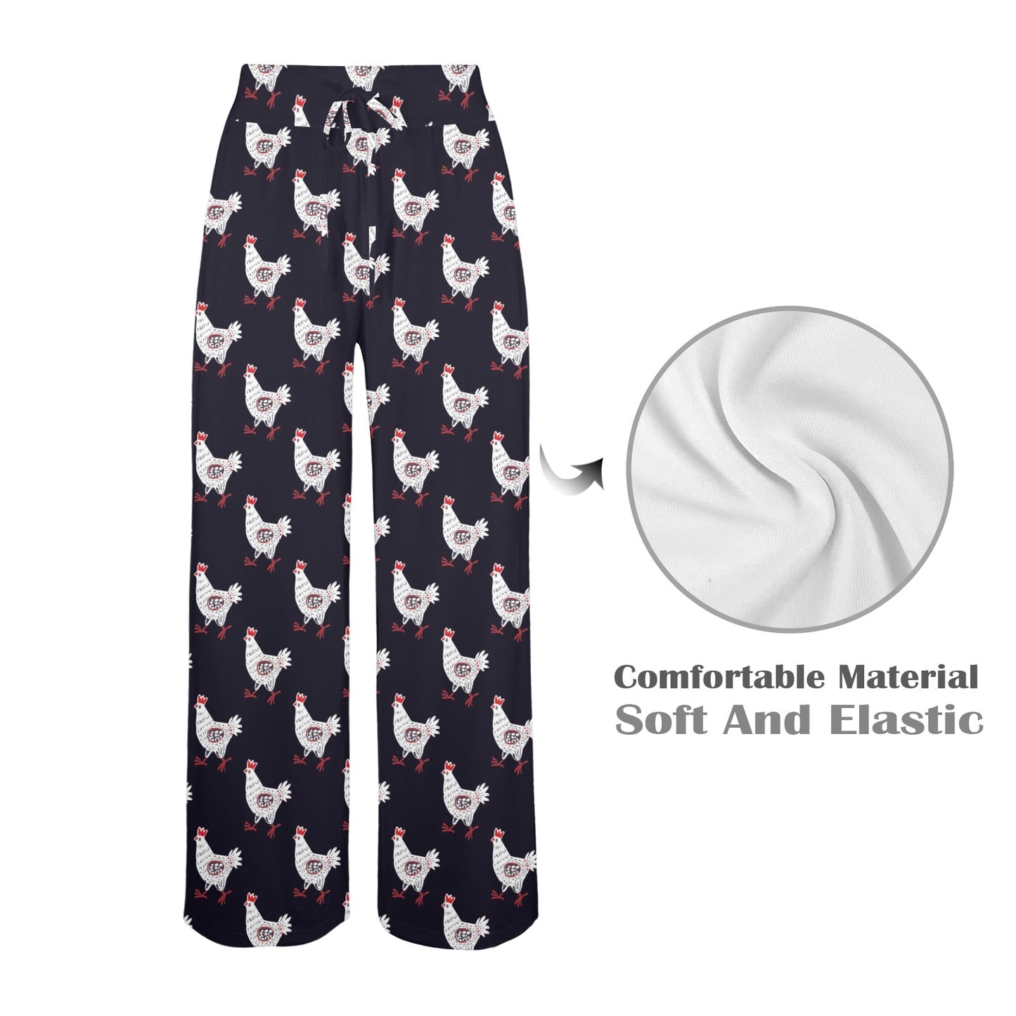 Chicken Pattern Print Design 03 Women's Wide Leg Lounge Pants