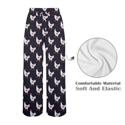 Chicken Pattern Print Design 03 Women's Wide Leg Lounge Pants