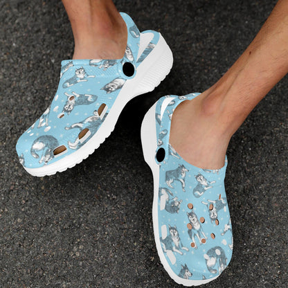 Wolf Design Print Pattern Unisex Clogs Shoes