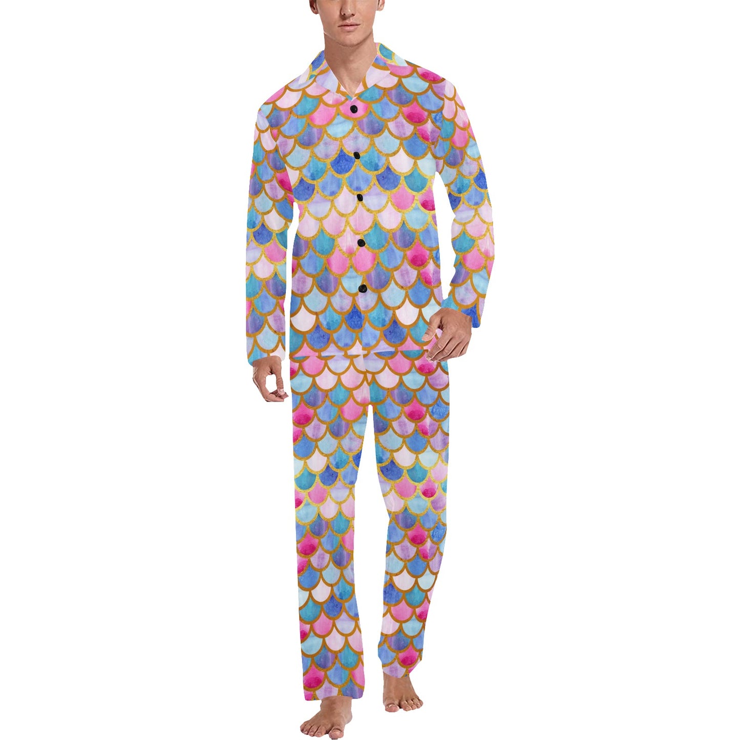 Scales Print Design LKS401 Men's Long Pajama Set