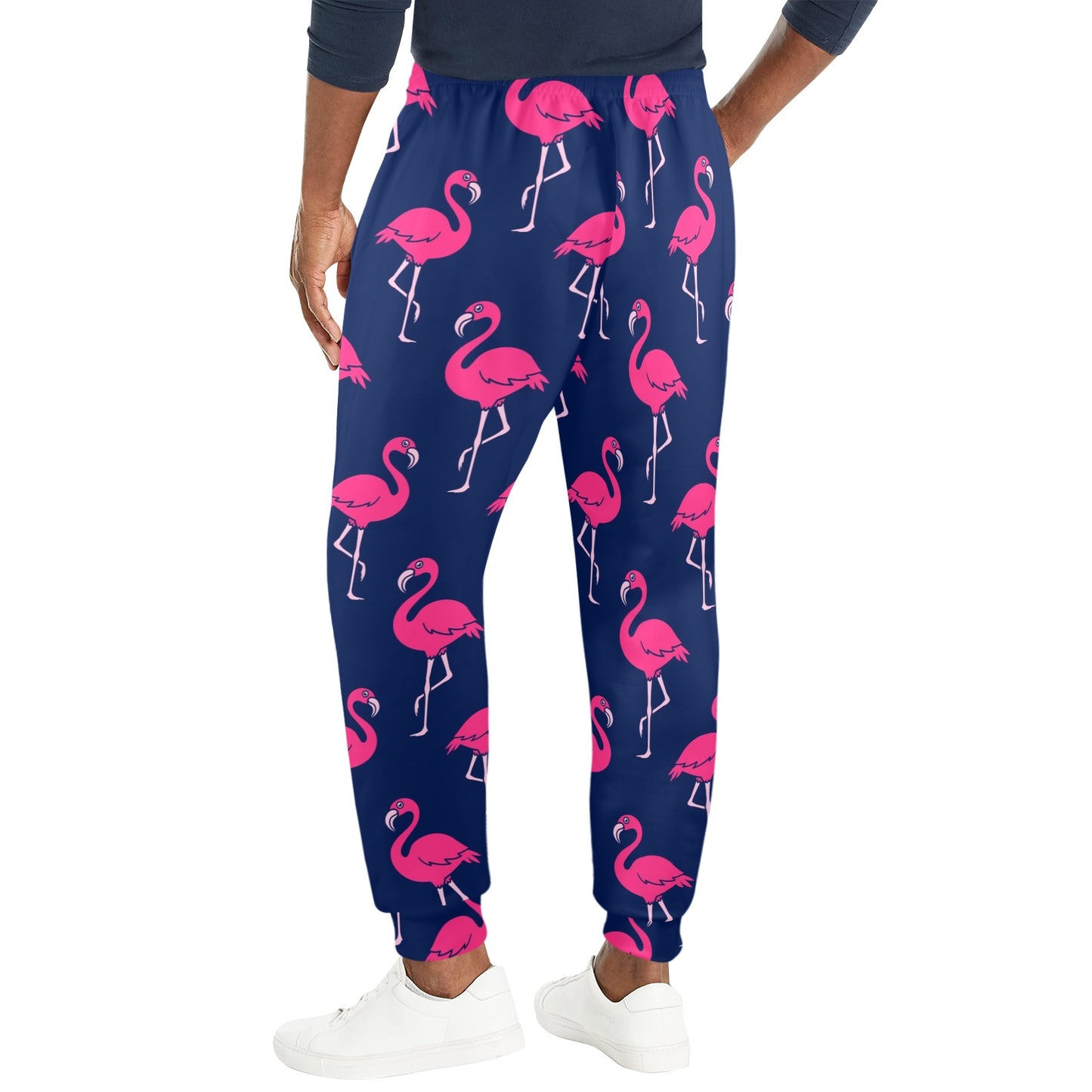 Pink Flamingo Pattern Men's Casual Track Pants