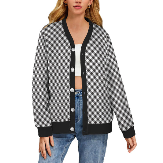 Gingham Print Design LKS402 Women's Cardigan