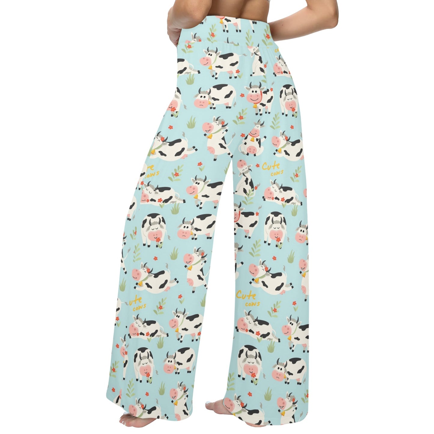 Cattle Print Design LKS403 Women's Wide Leg Lounge Pants