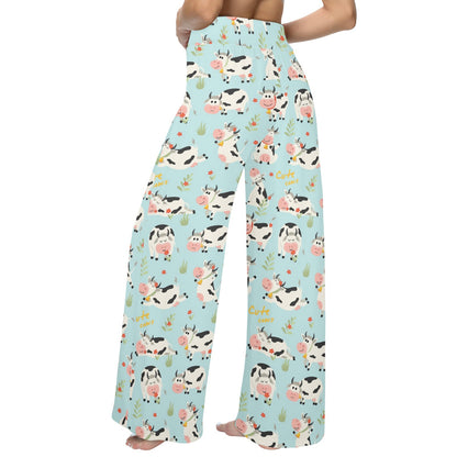 Cattle Print Design LKS403 Women's Wide Leg Lounge Pants