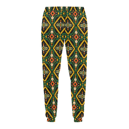 Kente Green Design African Print Men's Sweatpants