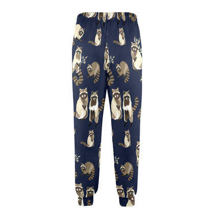 Raccoon Pattern Print Design A06 Men's Casual Track Pants