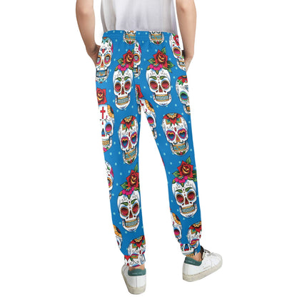 Sugar Skull Rose Pattern Women's Casual Track Pants