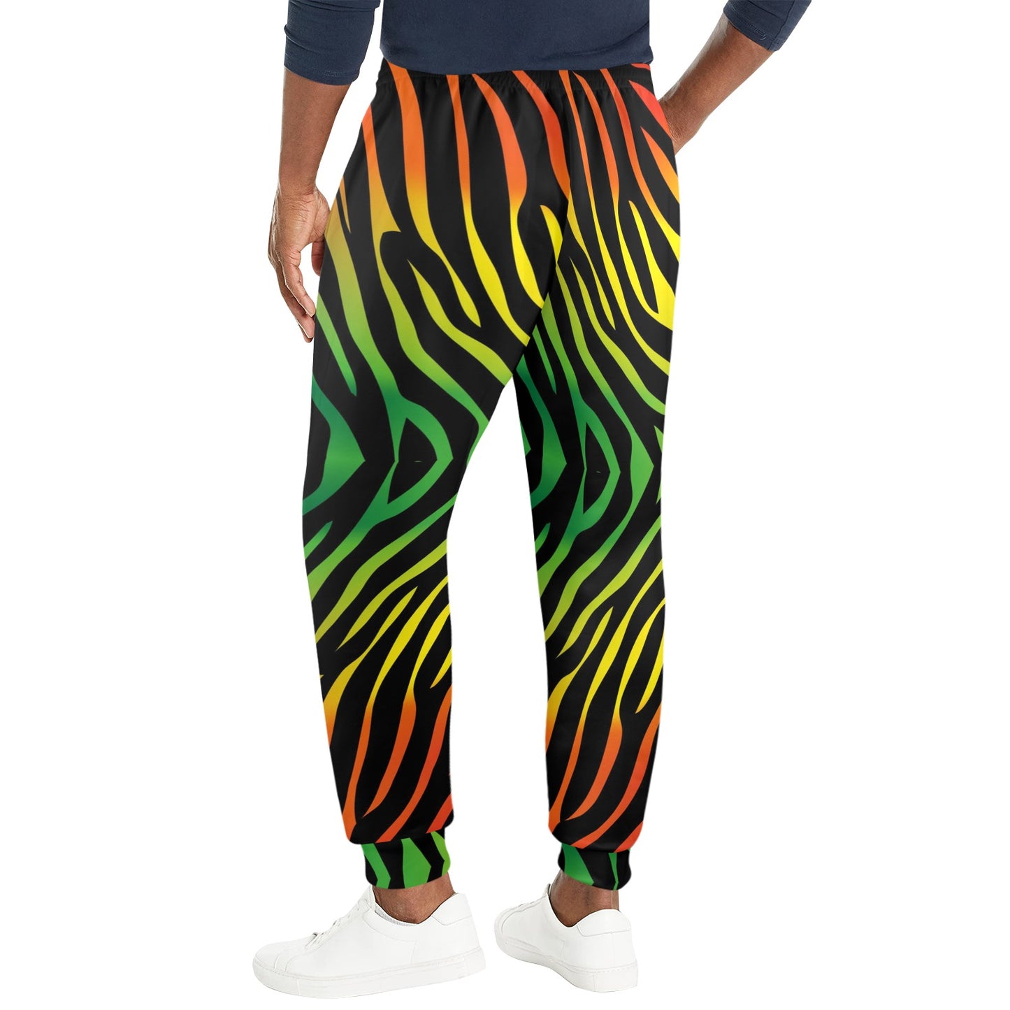 Rainbow Zebra Themed Print Men's Casual Track Pants
