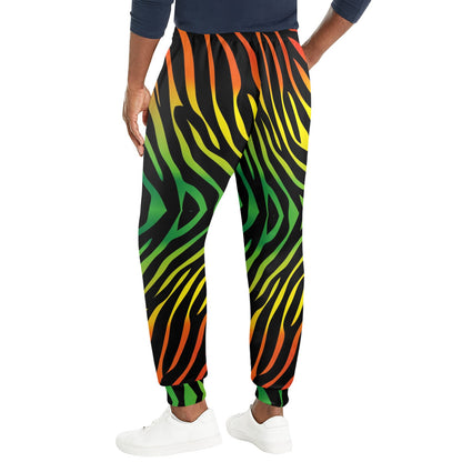Rainbow Zebra Themed Print Men's Casual Track Pants