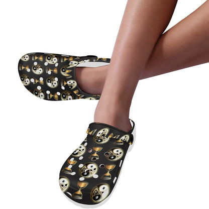 Yin Yang Skull Themed Design Print Unisex Clogs Shoes