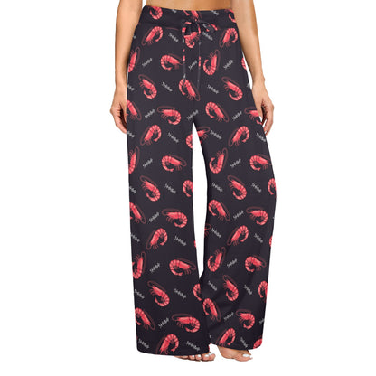 Shrimp Print Design LKS302 Women's Wide Leg Lounge Pants