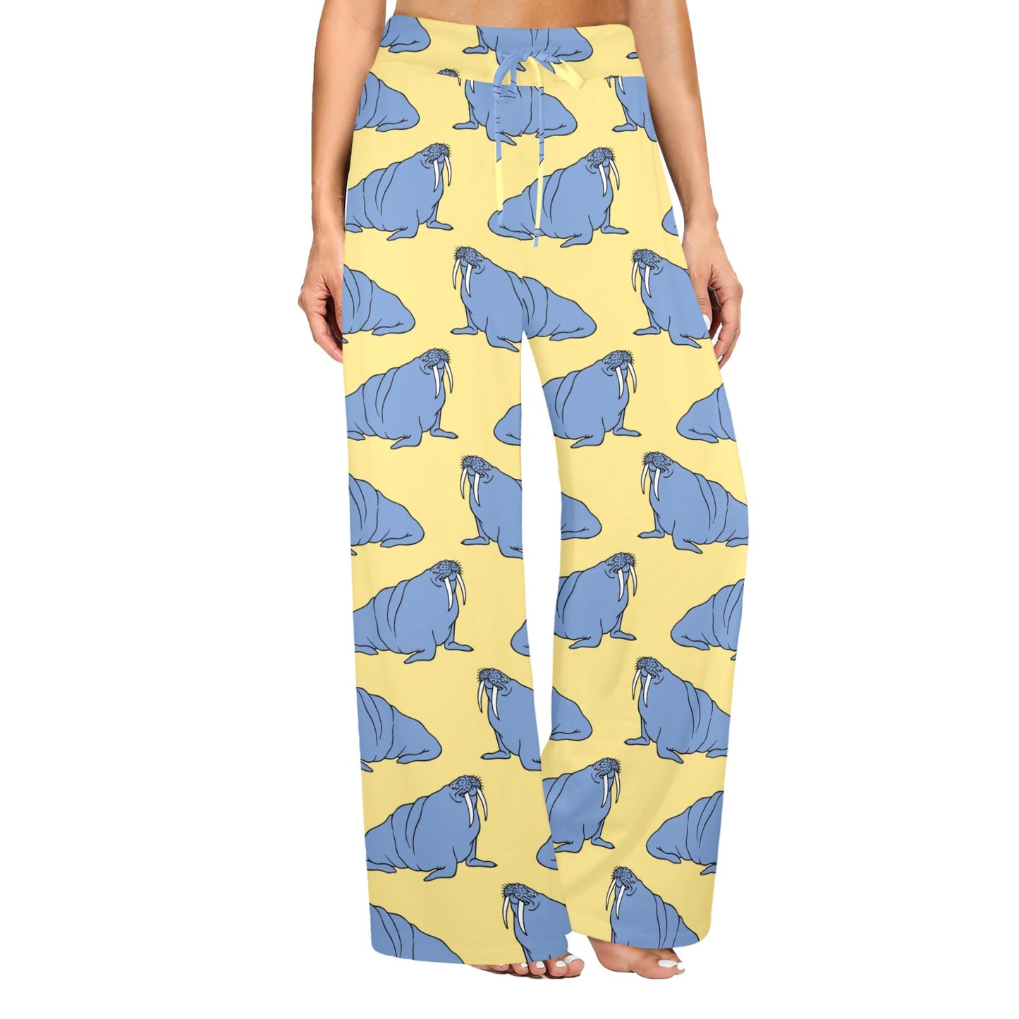 Walrus Pattern Print Design 02 Women's Wide Leg Lounge Pants