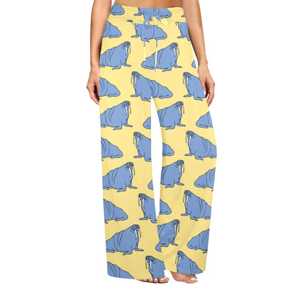 Walrus Pattern Print Design 02 Women's Wide Leg Lounge Pants